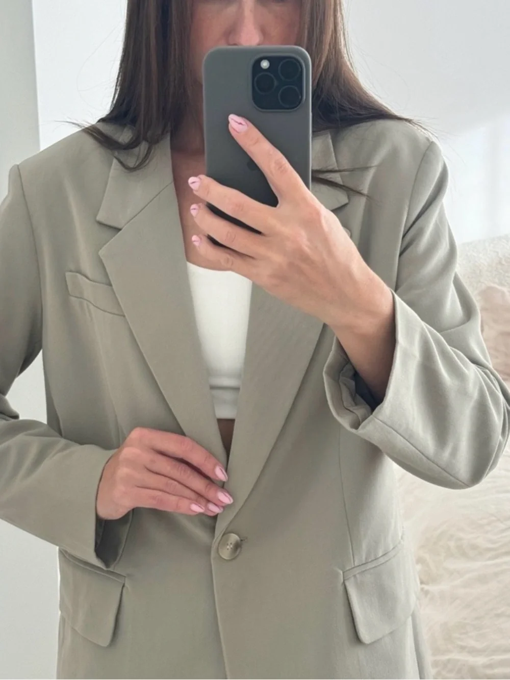 H&M Light Sage Single-Button Women's Blazer - Picture 8 of 14